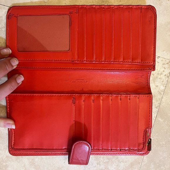 Red Long Coach Wallet with Zip Pouch - Picture 3 of 7
